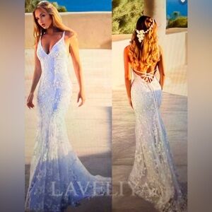Elegant Mermaid White Lace Gown